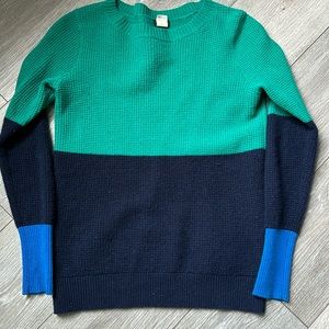 J.Crew Cashmere Colorblock Waffle-Knit Sweater